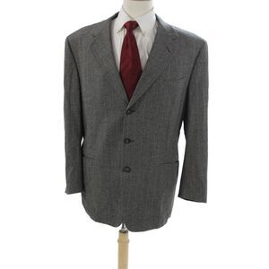 Canali Mens Blazer Gray Striped Wool Button Size 52